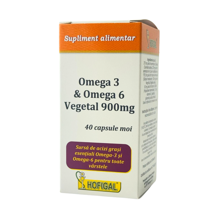 Omega-3 si omega-6 vegetal 900mg 40 capsule