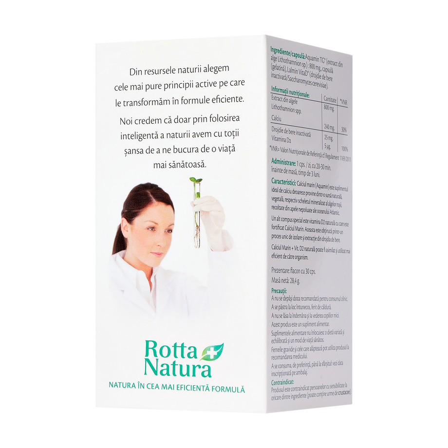Calciu marin + vitamina D2 naturala 30 capsule