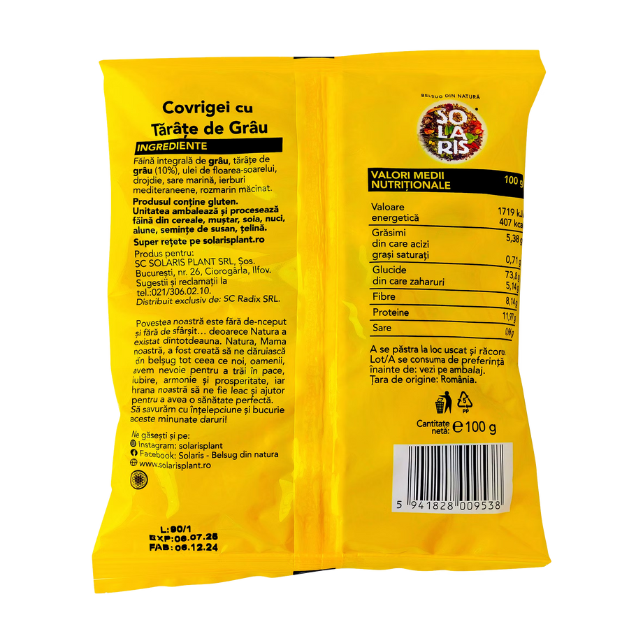 Covrigei faina integrala si tarate grau 100 g