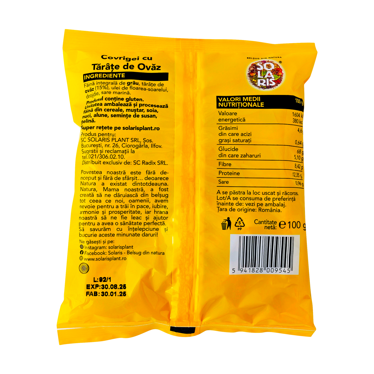 Covrigei faina integrala si tarate ovaz 100 g - imagine 3