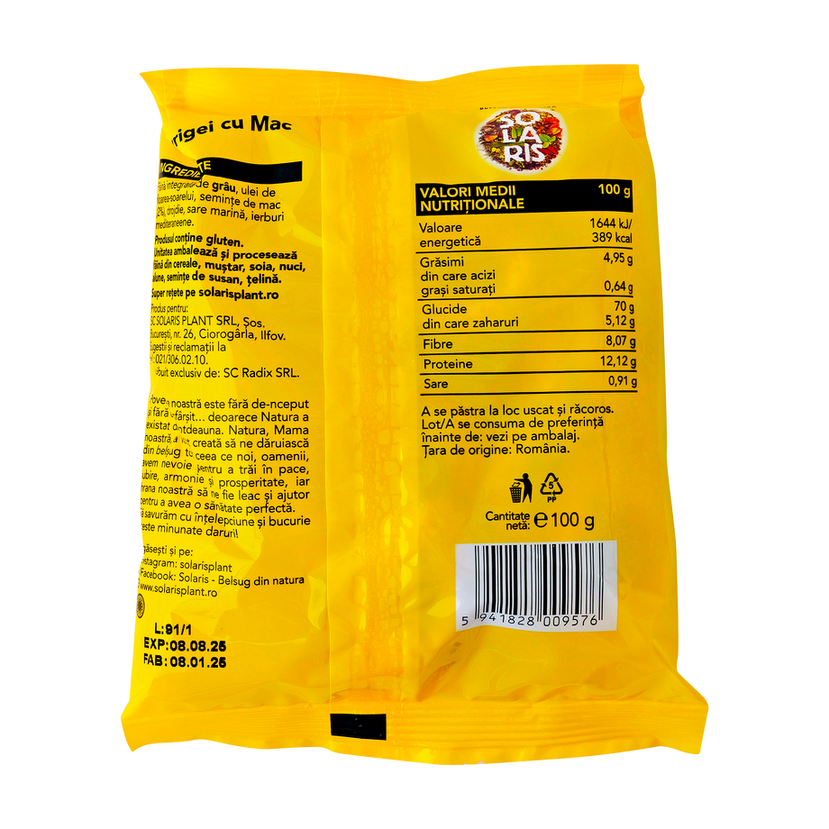 Covrigei faina integrala si mac 100 g