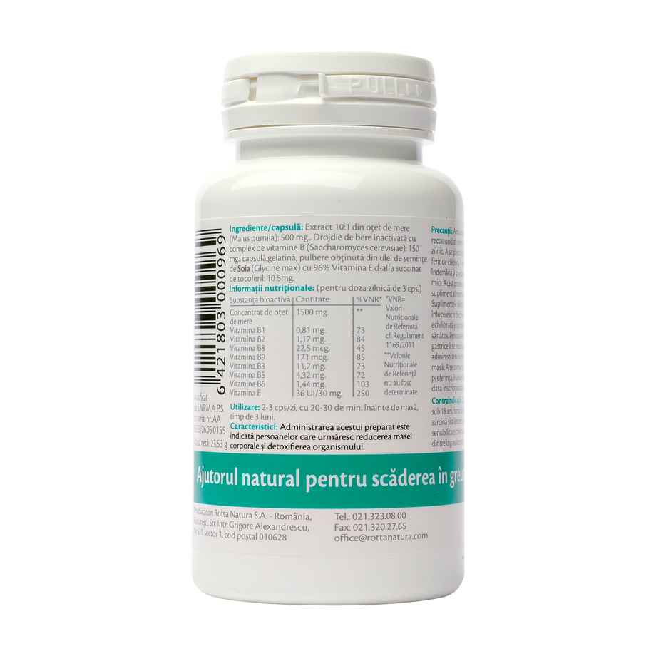 Concentrat otet mere - metabolism activ + vitamina B, E 30 capsule