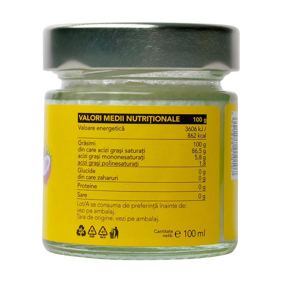 Ulei cocos presat la rece 100 ml