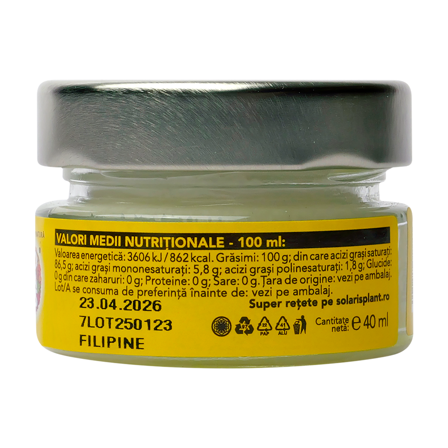 Ulei cocos presat la rece 40 ml
