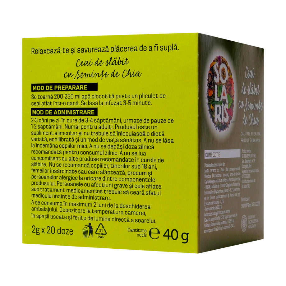 Ceai de slabit cu seminte de chia 20 plicuri