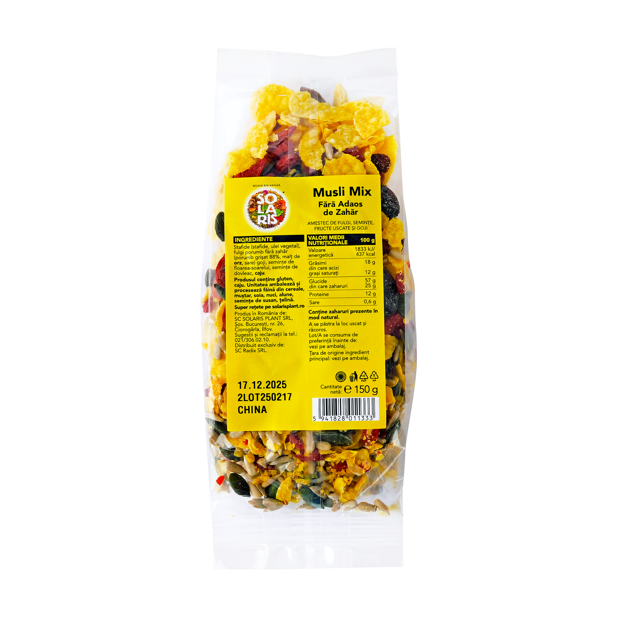 Musli mix fara adaos de zahar 150 g
