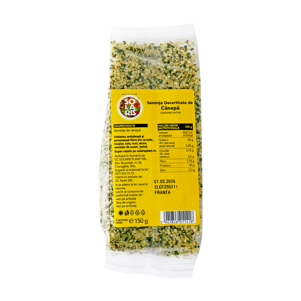 Seminte decorticate de canepa 150 g