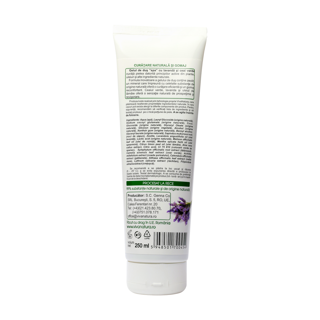 Gel dus spa cu lavanda si ceai verde 250 ml