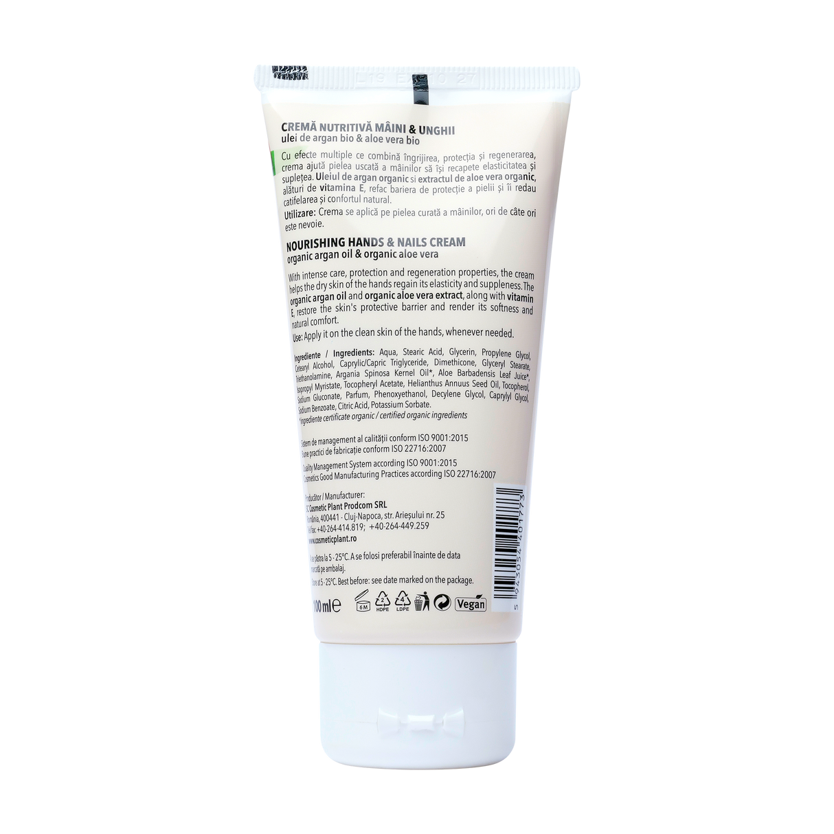 Crema nutritiva maini & unghii argan si aloe vera 100 ml