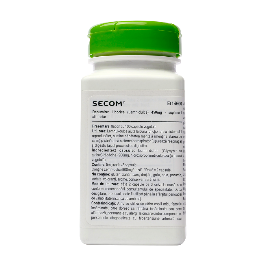 Licorice lemn dulce 450mg 100 capsule