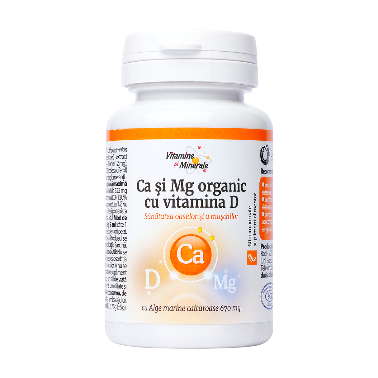 Calciu & magneziu organic cu vitamina D 60 comprimate