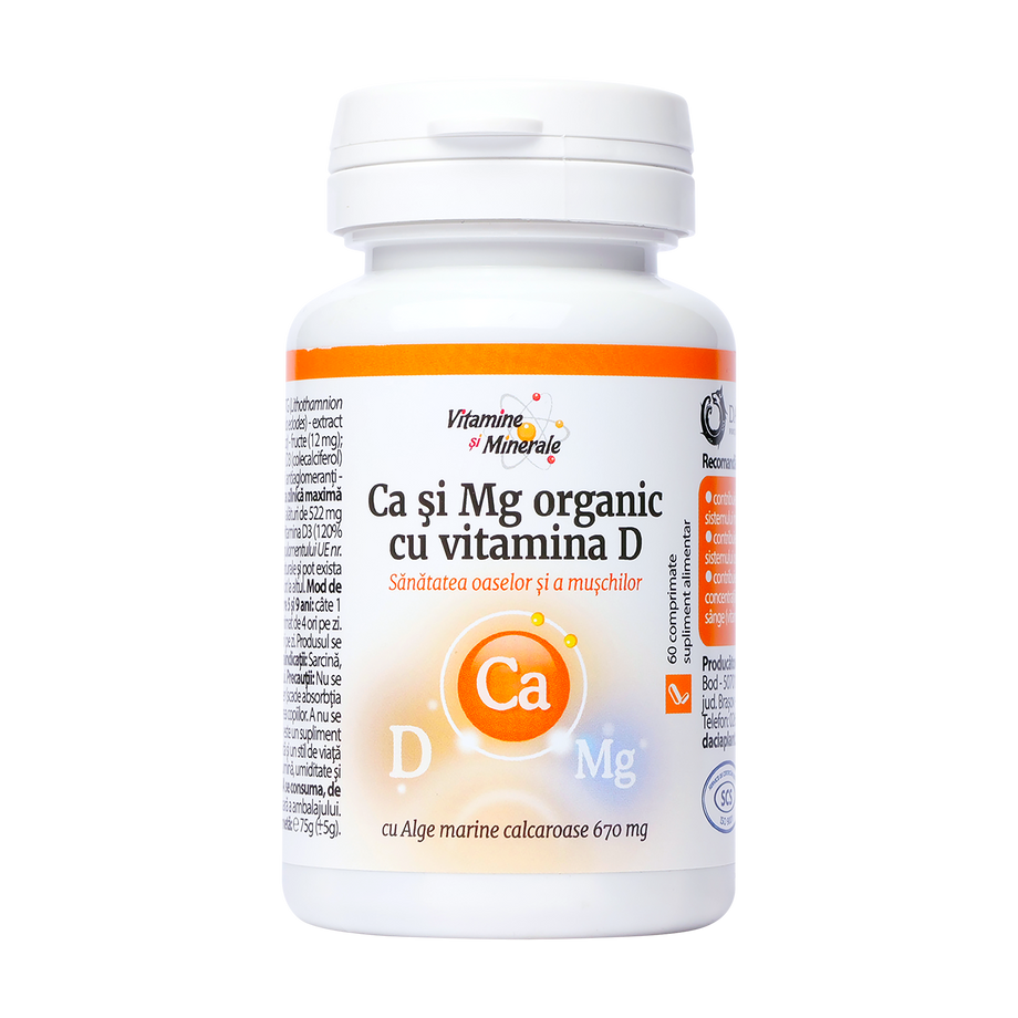 Calciu & magneziu organic cu vitamina D 60 comprimate