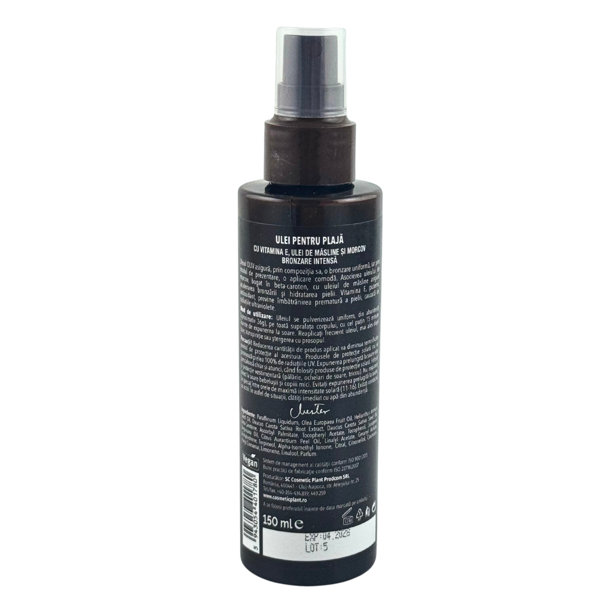 Ulei pentru bronzare intensa cu beta-caroten, vitamina E si ulei de masline 150 ml