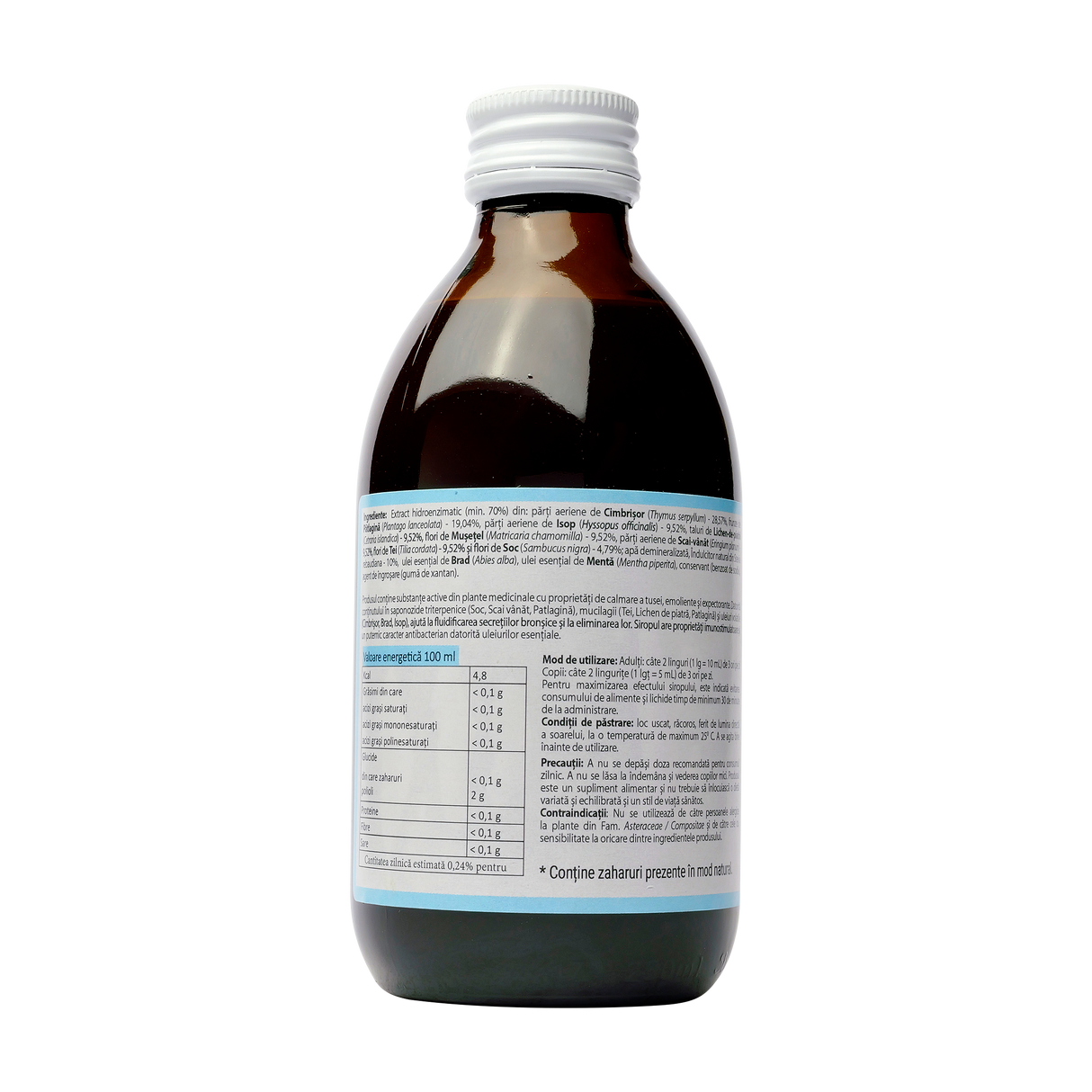 Sirop natural contra tusei cu indulcitor hyper stevia 250 ml