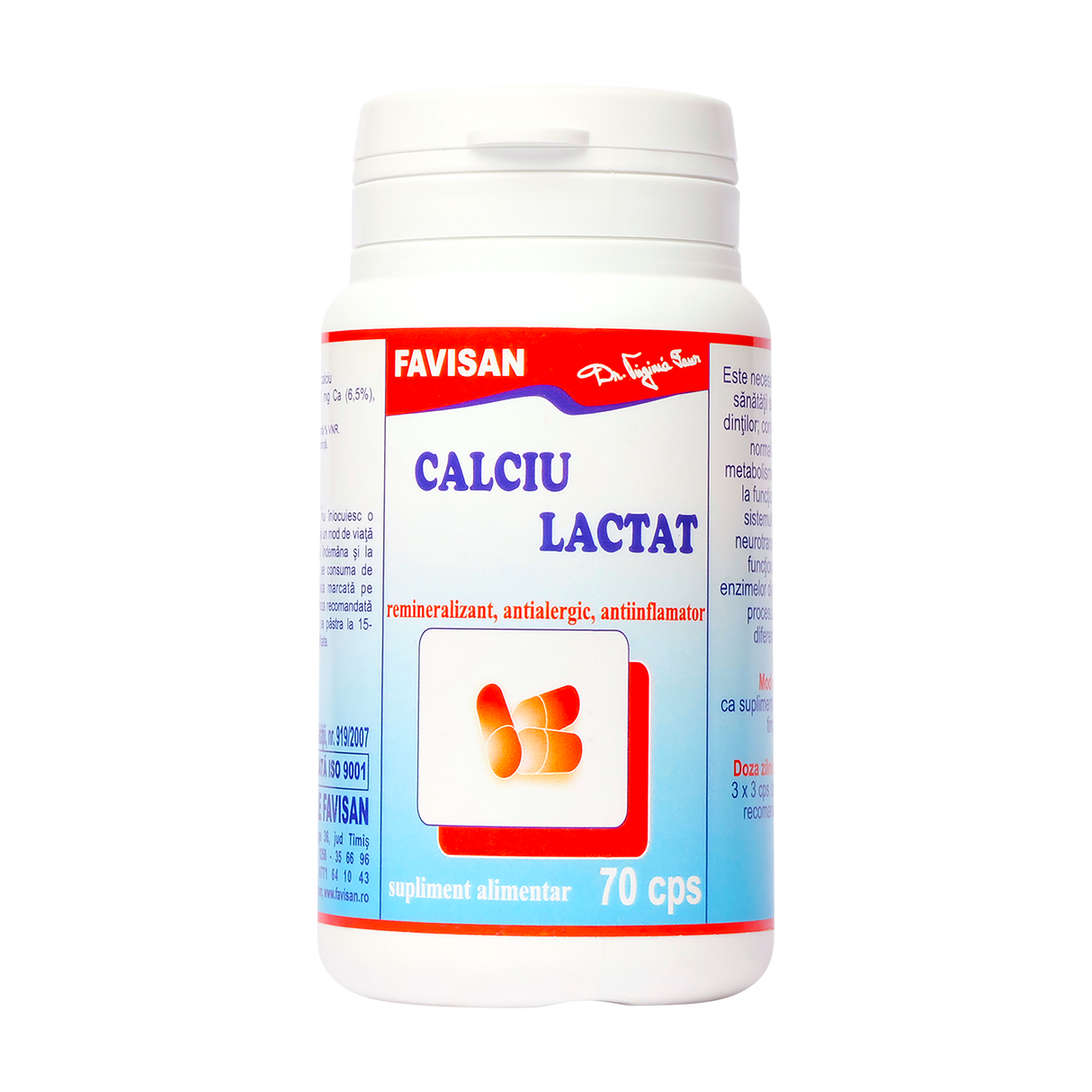 Calciu lactat 70 capsule