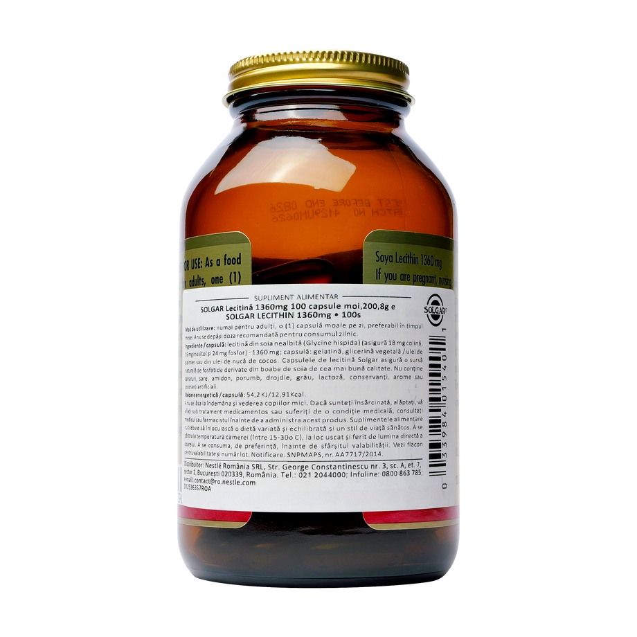 Lecitina din soia 1360 mg 100 capsule