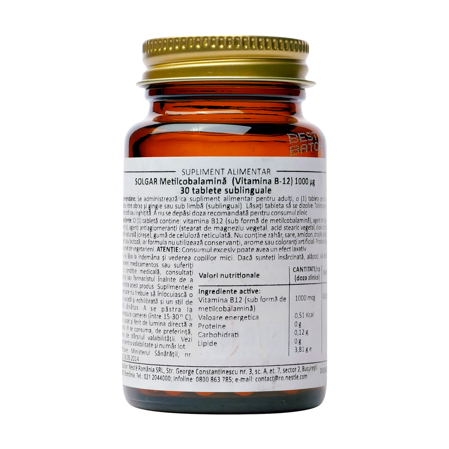 Metilcobalamina 1000 mg Vitamina B12 30 tablete