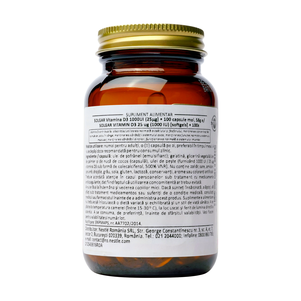 Vitamina D3 - 1000 IU 100 capsule