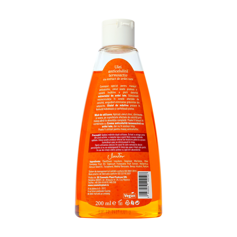 Ulei anticelulita termoactiv cu ardei iute 200 ml