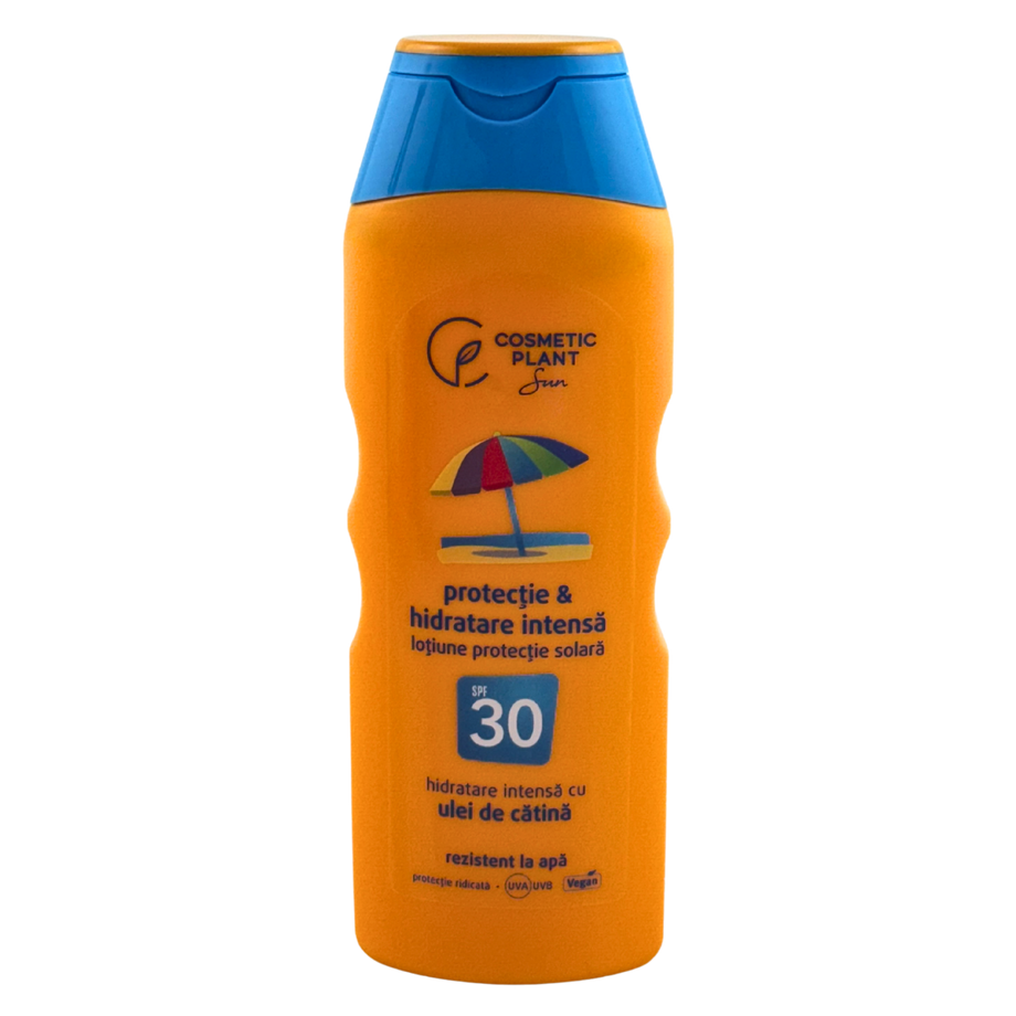 Lotiune protectie solara SPF 30 cu ulei de catina rezistenta la apa 200 ml