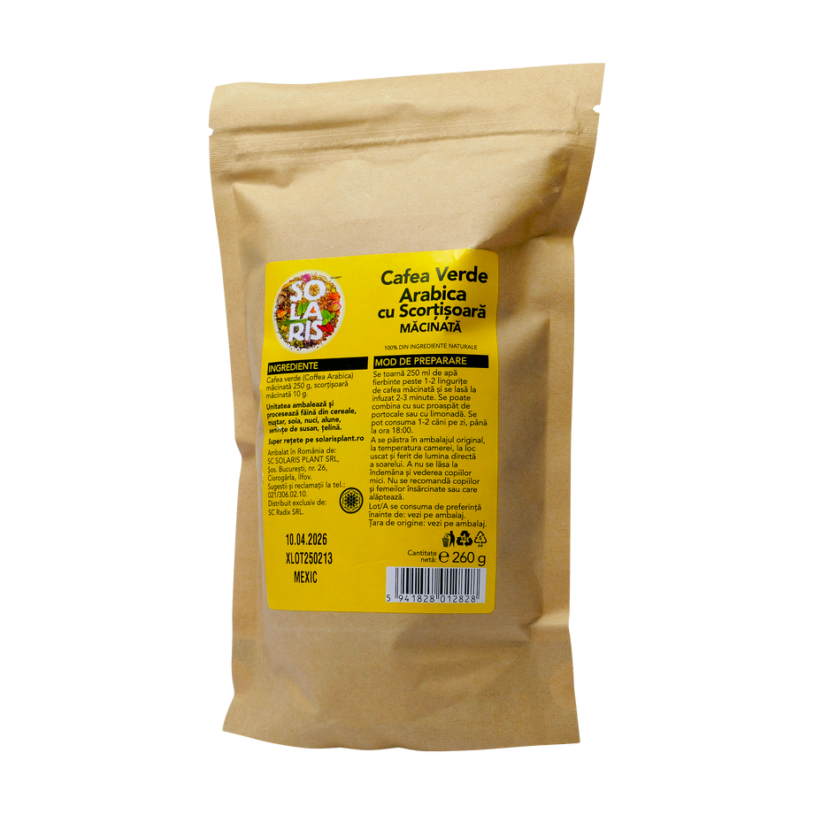 Cafea verde arabica macinata cu scortisoara 260 g