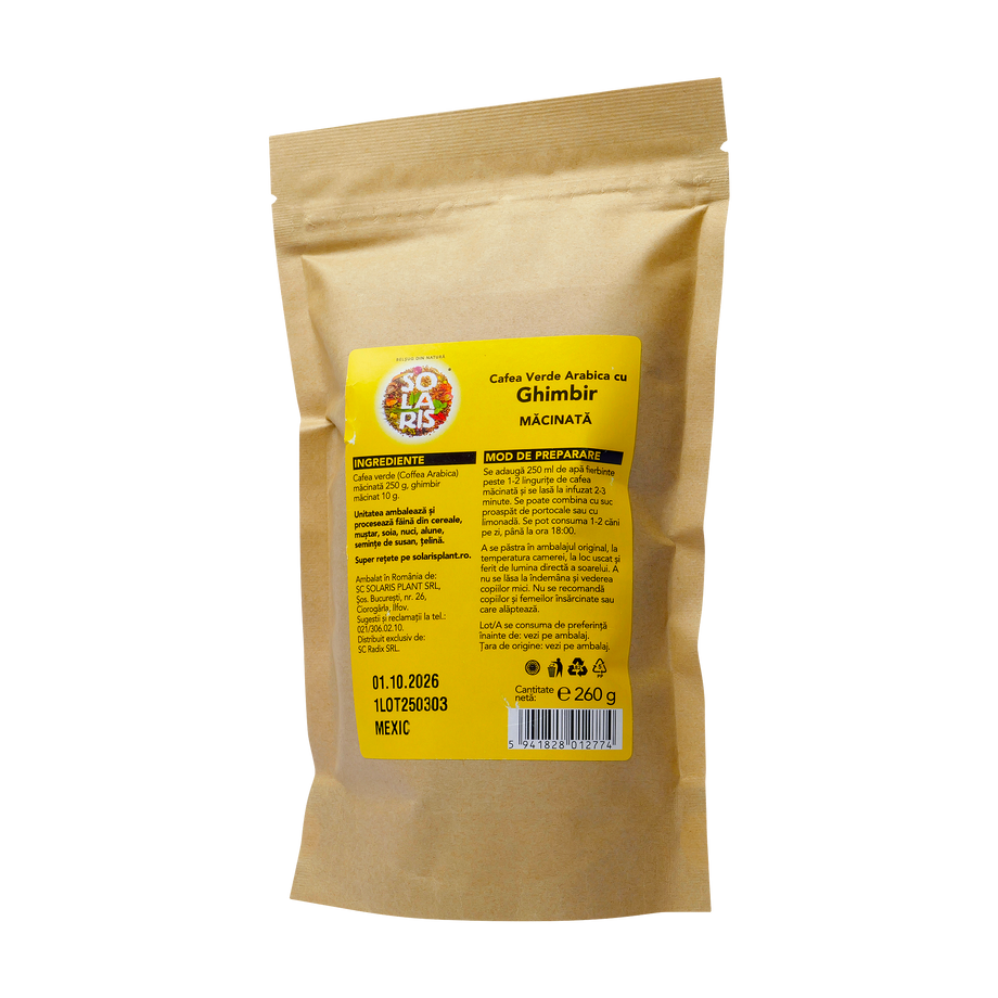 Cafea verde arabica macinata cu ghimbir 260 g