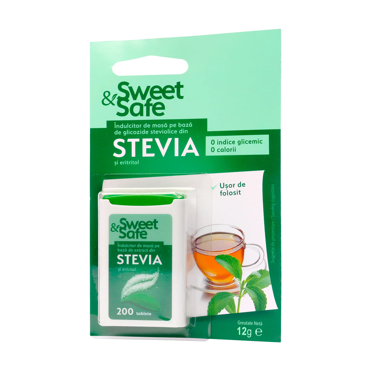 Indulcitor natural din Stevia Sweet & Safe 200 tablete