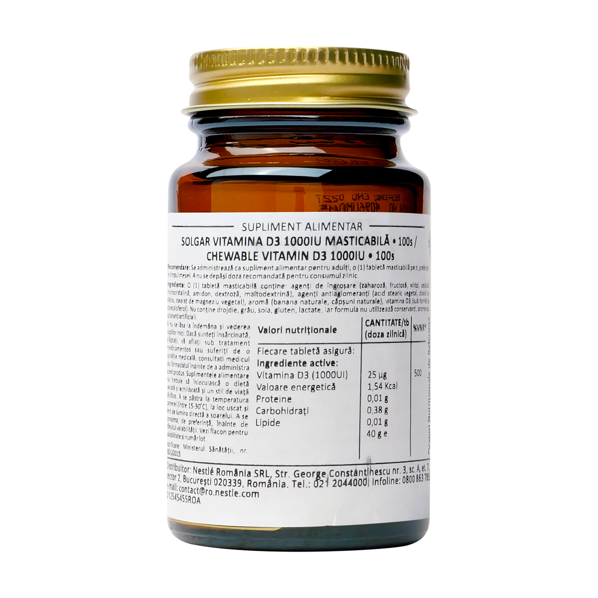 Vitamin D3 1000iu 100chewable 100 tablete