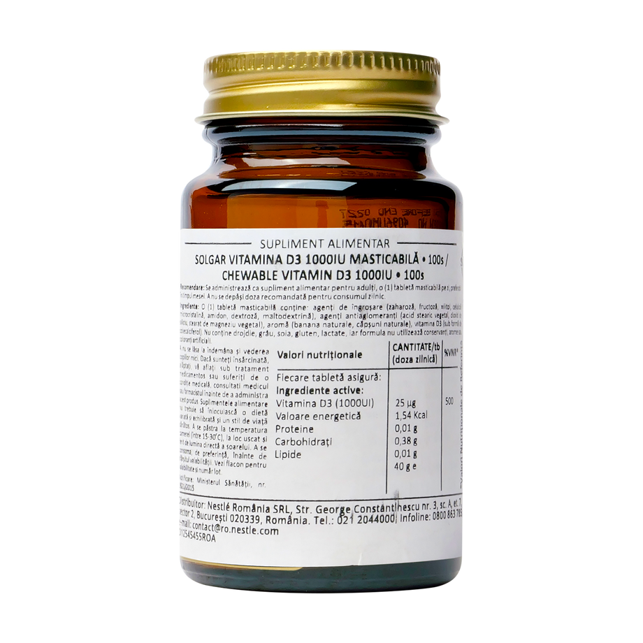 Vitamin D3 1000iu 100chewable 100 tablete