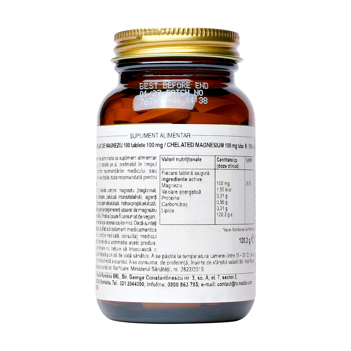 Chelated magnesium 100 comprimate