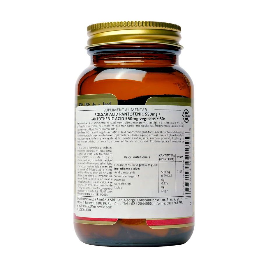 Pantothenic acid vitamina B5 550mg 50 capsule