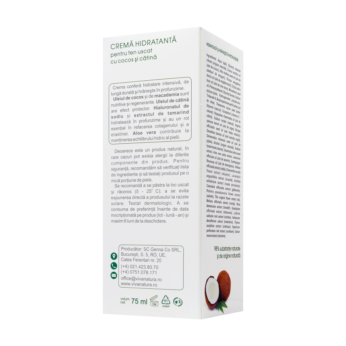 Crema fata hidratanta ten uscat 75 ml