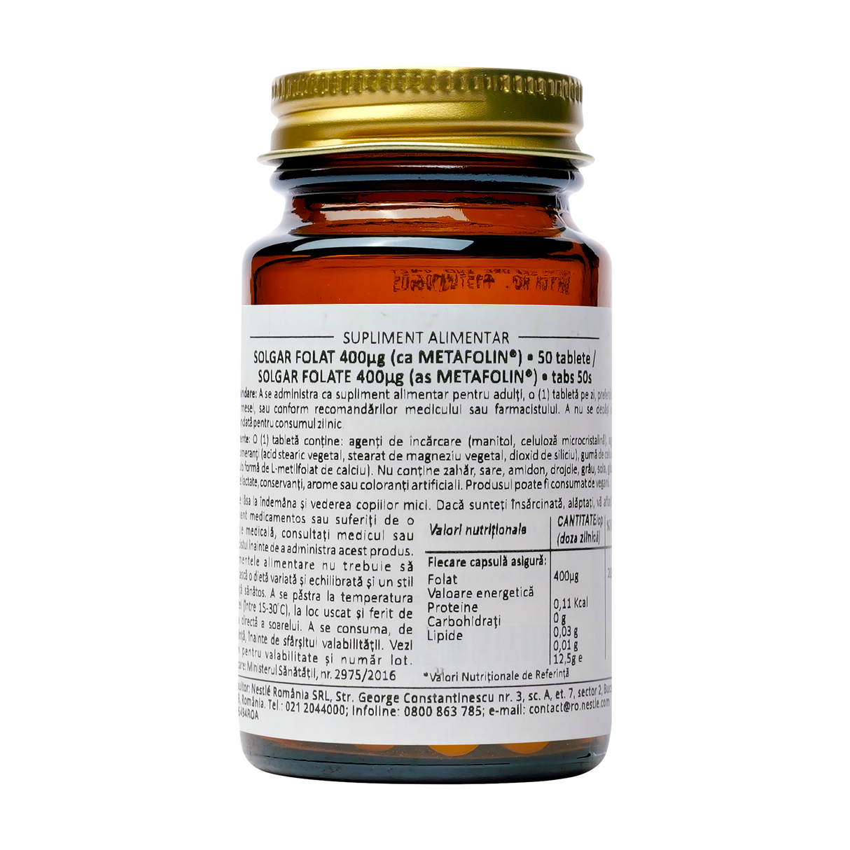 Acid folic Folate (Metafolin) 400 Âµg 50 tablete