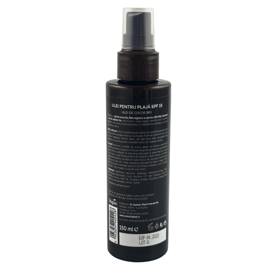 Ulei plaja COCOS cu ulei de cocos bio SPF 15 150 ml