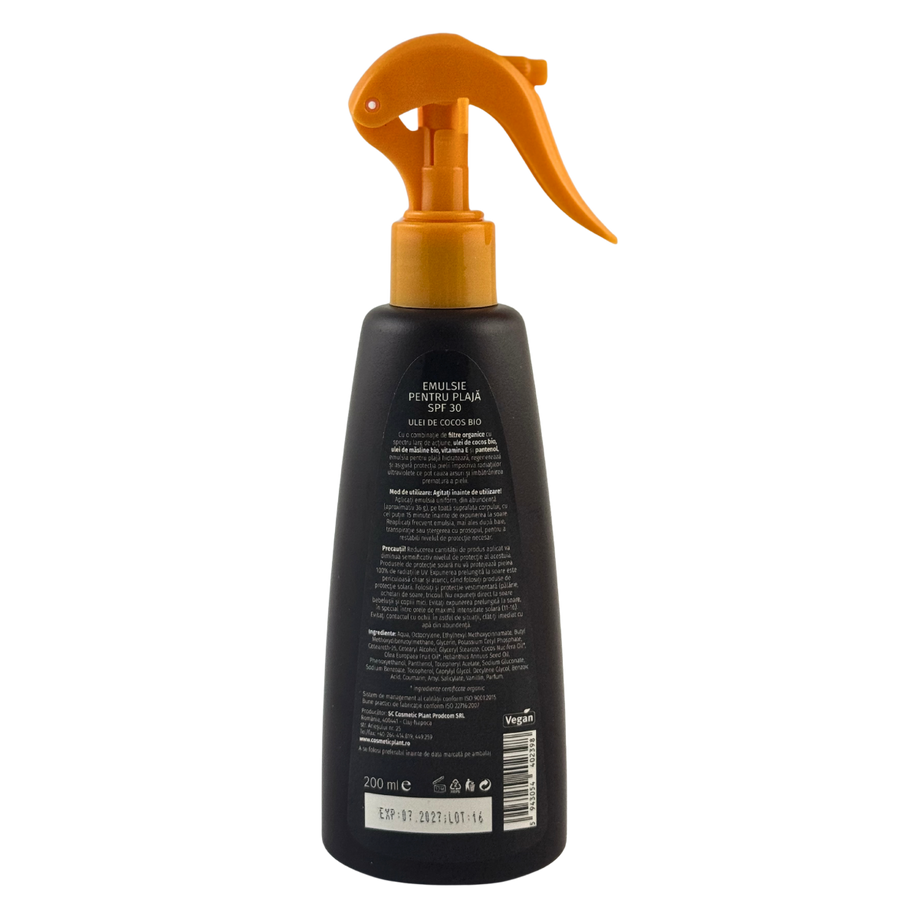 Emulsie plaja SPF 30 cu ulei de cocos 200 ml