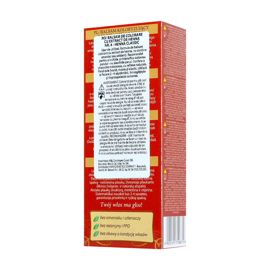 Balsam colorant par henna sonia nr.4 - classic 75 g