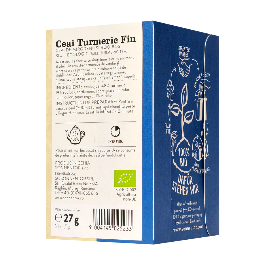 Ceai turmeric fin cu rooibos si vanilie 18 plicuri