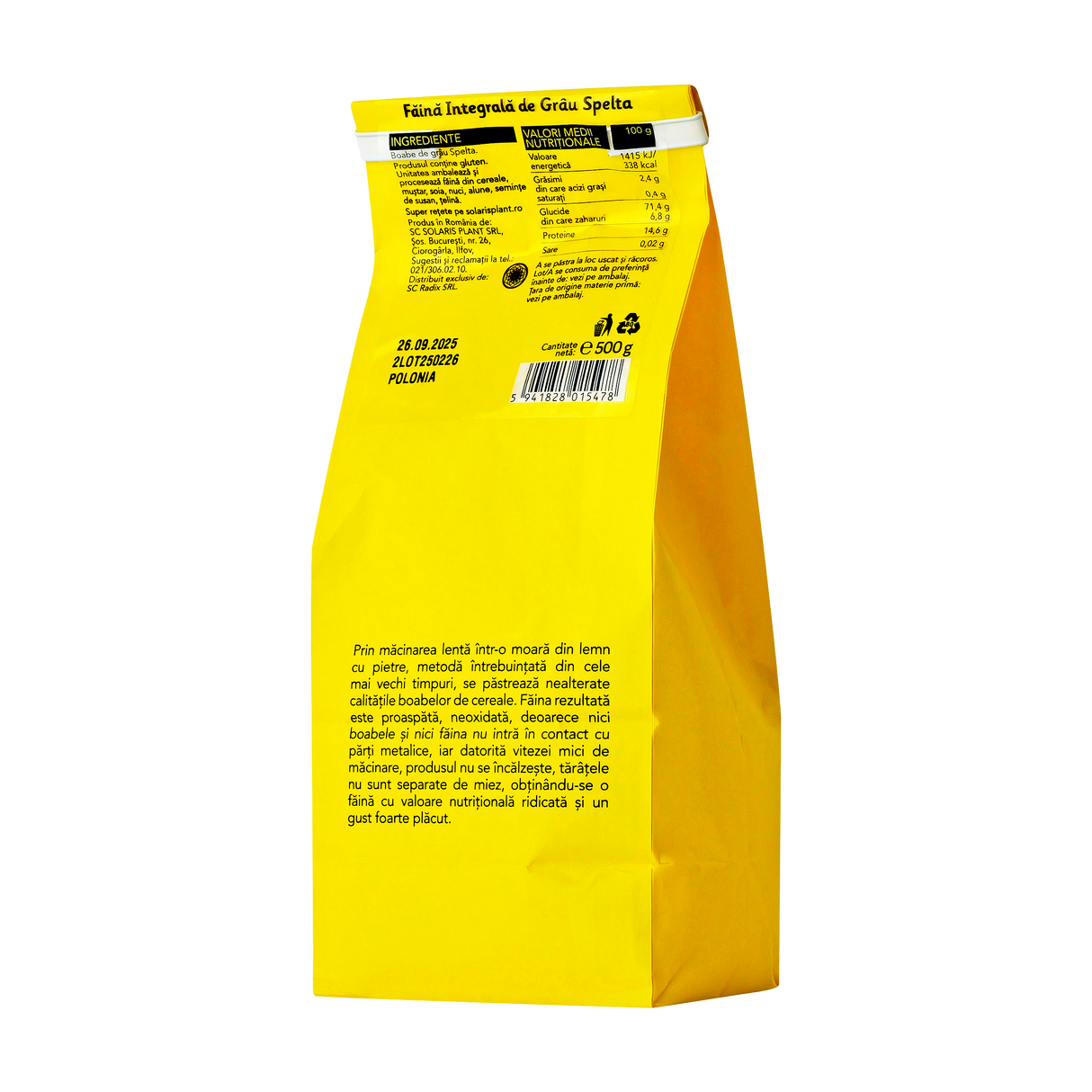 Faina integrala de grau spelta 500g Solaris
