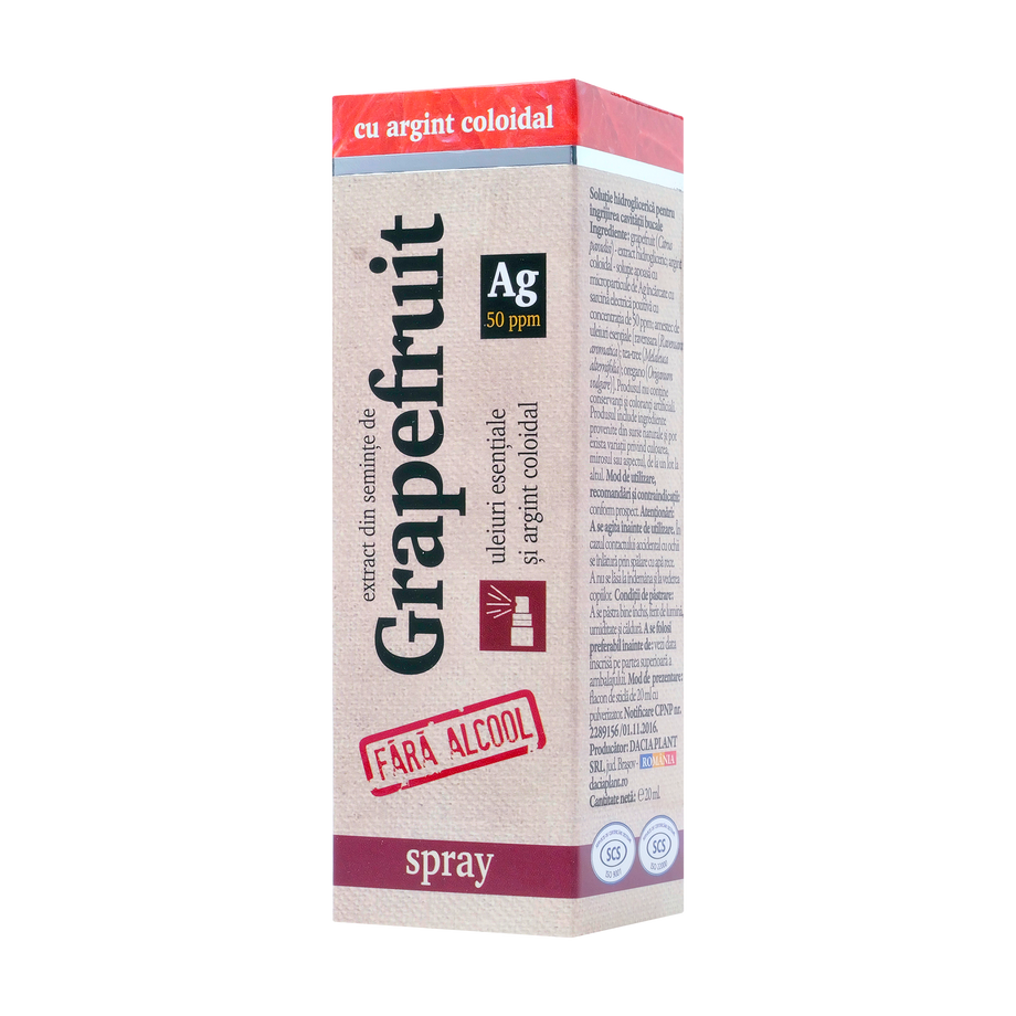 Spray de gat cu gapefruit si argint coloidal fara alcool 20 ml