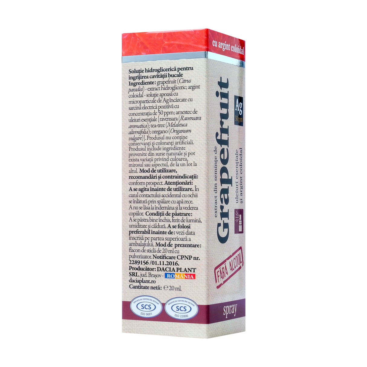 Spray de gat cu gapefruit si argint coloidal fara alcool 20 ml