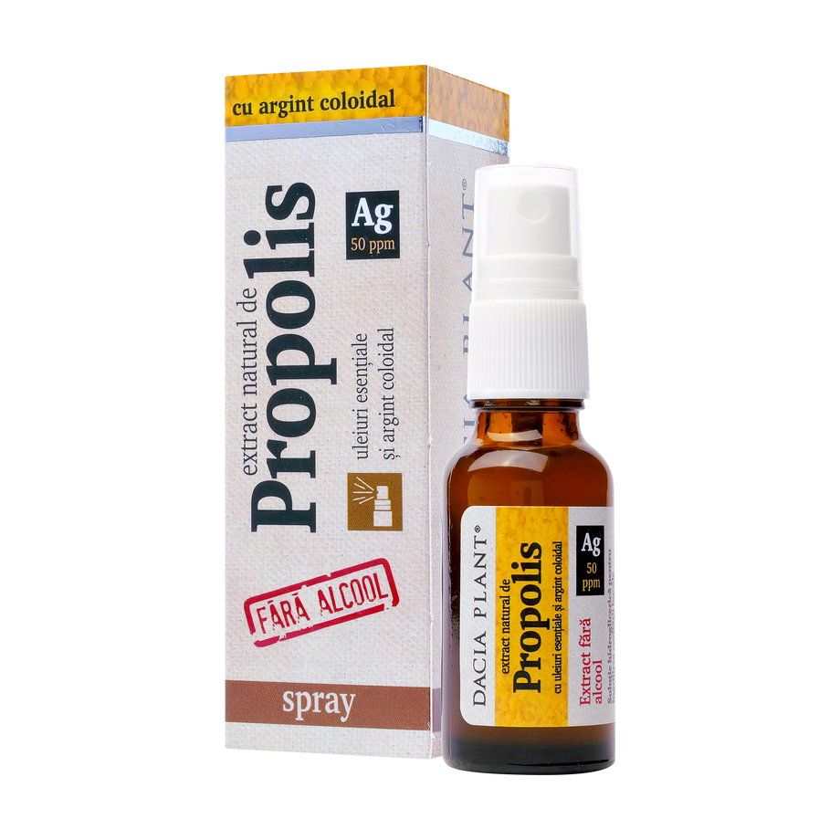 Spray de gat cu propolis 60% si argint coloidal fara alcool 20 ml