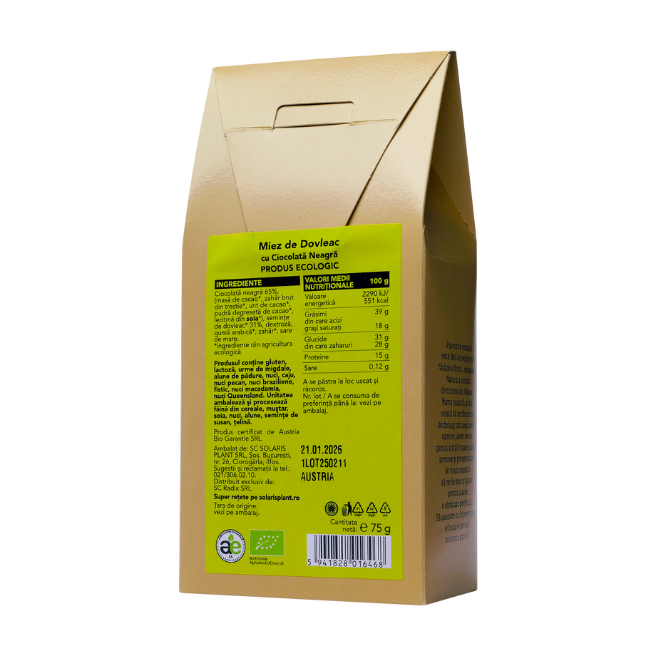 Miez dovleac cu ciocolata neagra 75 g