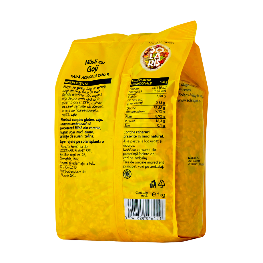 Musli cu goji fara adaos de zahar 1 kg