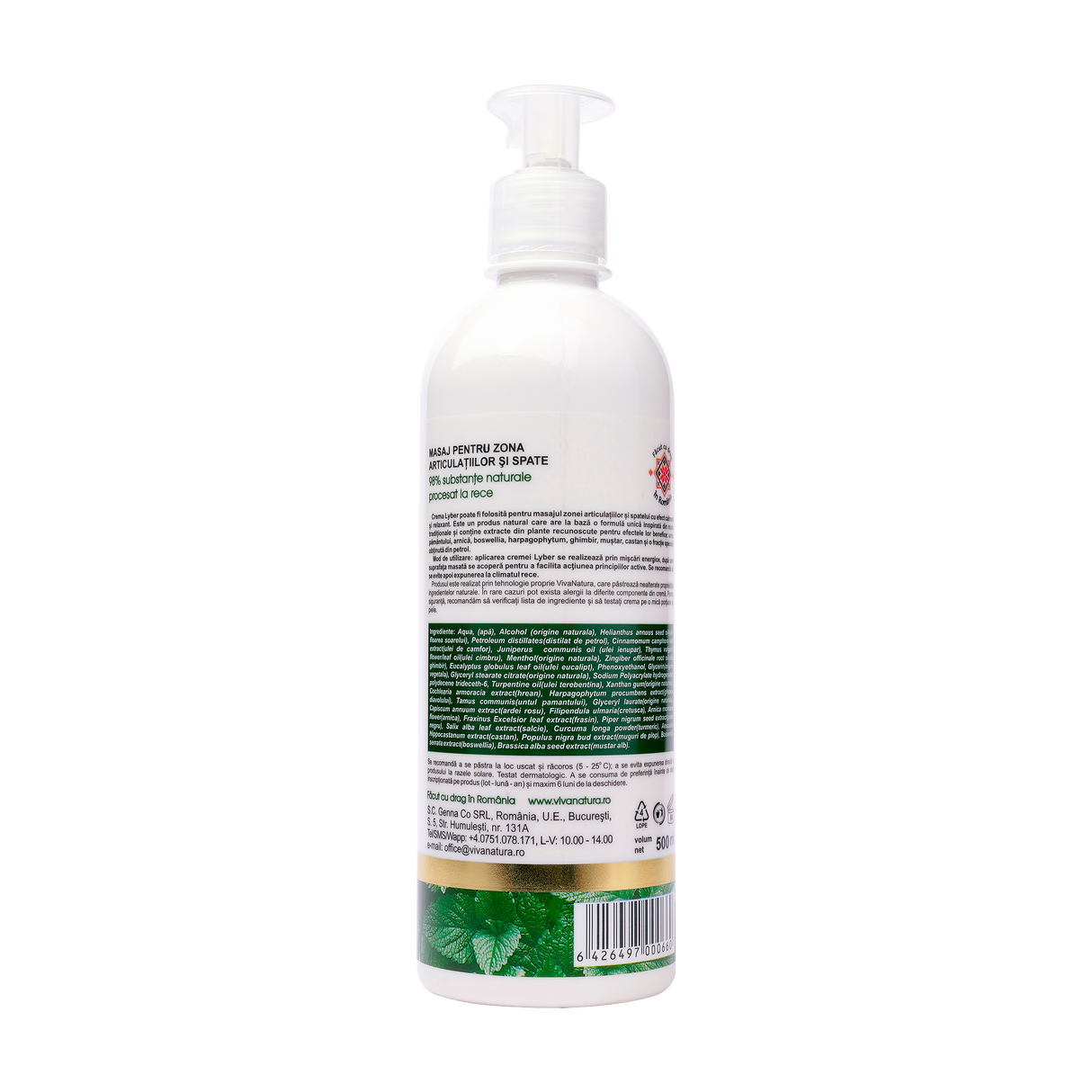 Lyber Crema Activa Antireumatica cu Untul Pamantului si Petrol 500 ml