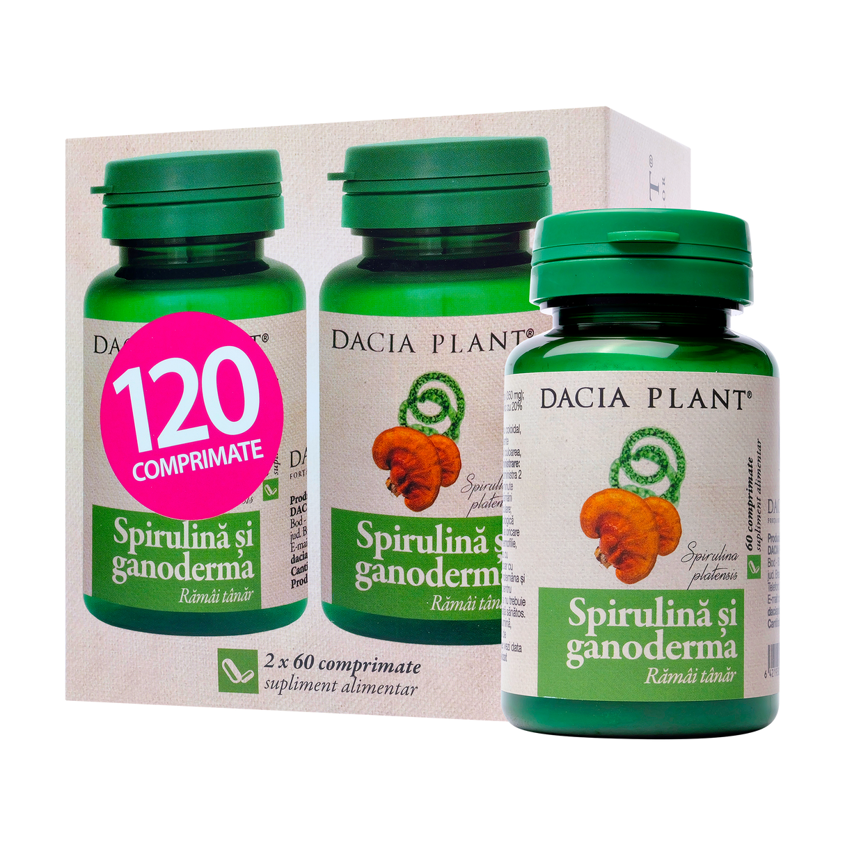 Spirulina si ganoderma 120 comprimate