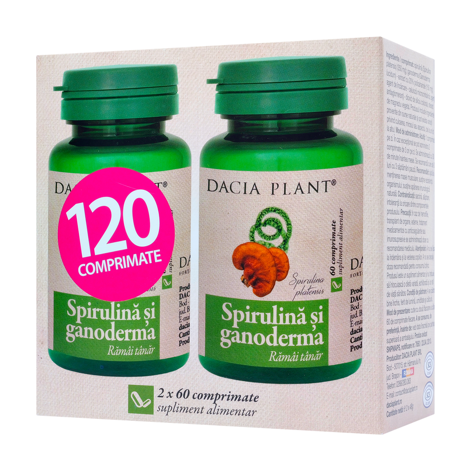 Spirulina si ganoderma 120 comprimate