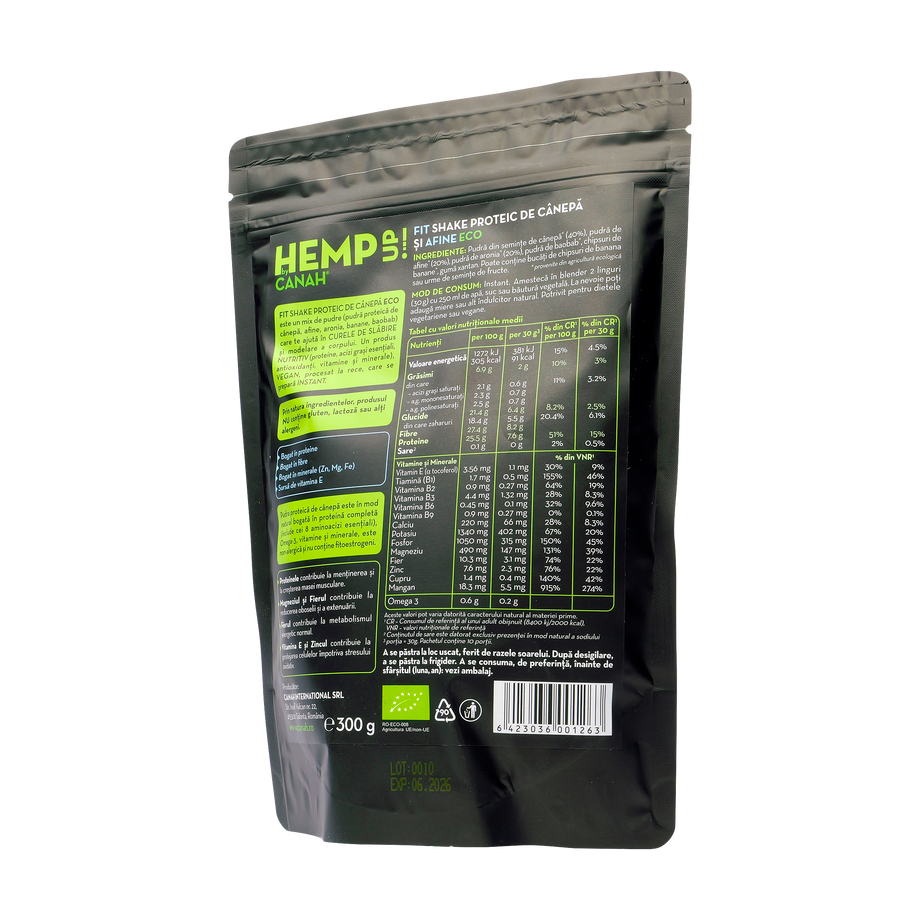 Fit Shake Proteic de Canepa cu Afine 300 g