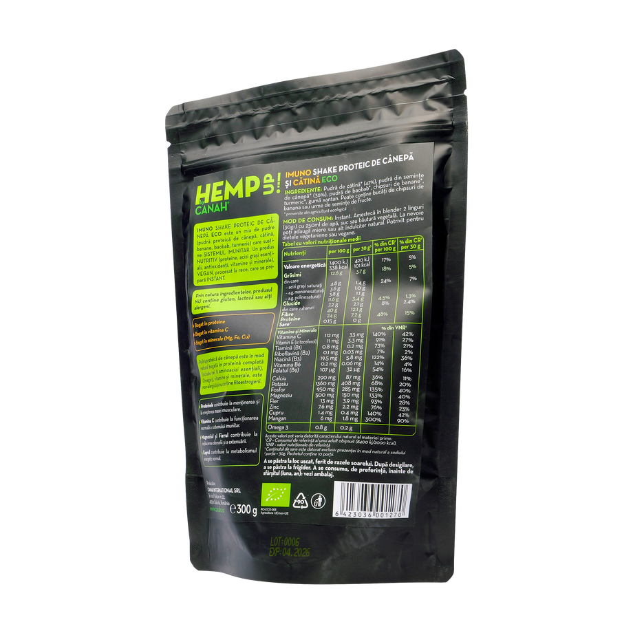 Imuno Shake proteic de canepa cu catina 300 g