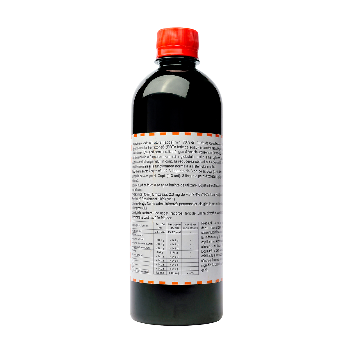 Sirop fier cu coacaze nege fara zahar 500 ml