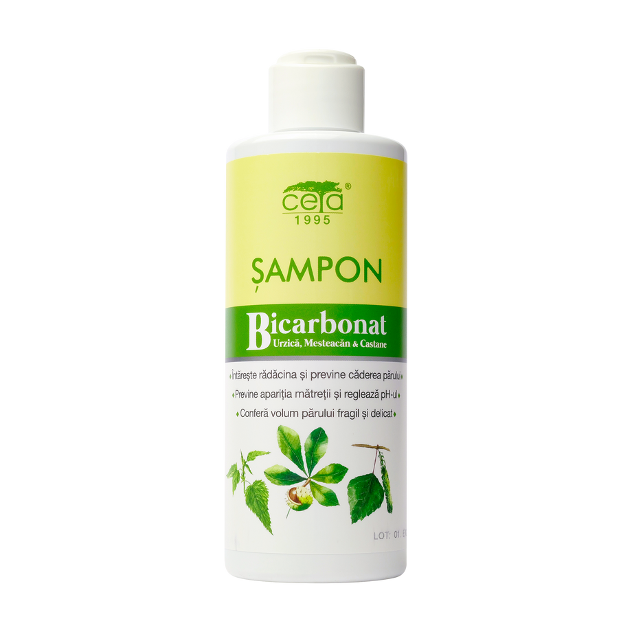 Sampon cu bicarbonat, urzica, mesteacan, castane si fosfolipide 200 ml
